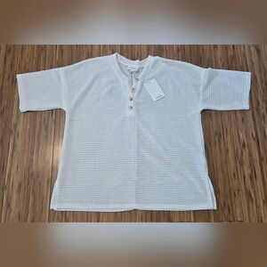 NWT Andree White Waffle Knit Top